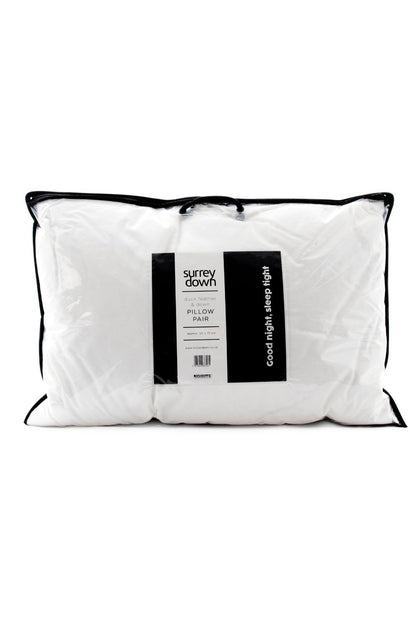 Surrey Down Duck Feather and Down Medium Firmness Pillow (2 Pack) - Down & Cotton